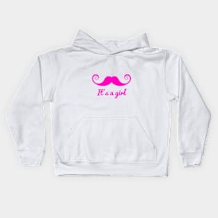 it's a girl text with pink mustache for baby shower Kids Hoodie